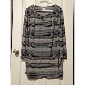 Polka Dots Shirt Womens Medium Long Sleeve Black and White